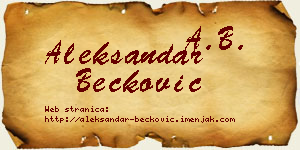 Aleksandar Bećković vizit kartica